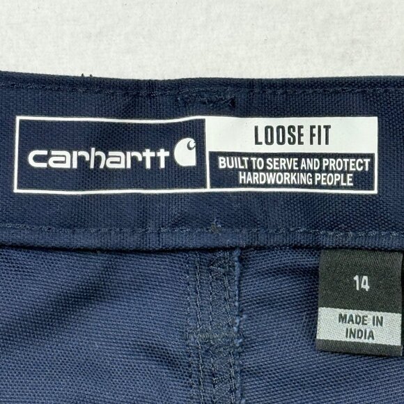 NWT Carhartt Women's Rugged Flex Outdoor Blue Canvas Work Shorts Sz 14 Inseam 10 - Picture 5 of 12